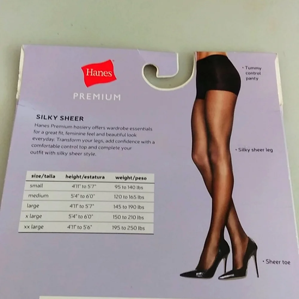 Hanes Premium Women's Silky Sheer Control Top Pantyhose - Off Black S